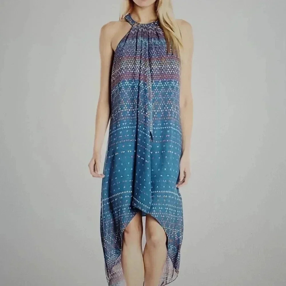 BCBG MAXAZRIA TAPESTRY-PRINT HIGH AND LOW GOWN